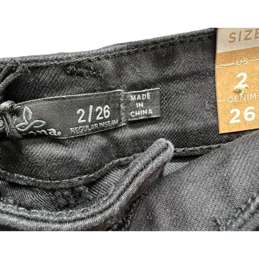 Prana Oday Jeans Womens 26 Black Out Skinny‎ Performance Stretch Denim Organic - Picture 10 of 14